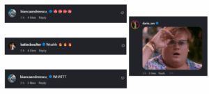 Screengrab of comments on Marta Kostyuk's Instagram post (@martakostyuk)