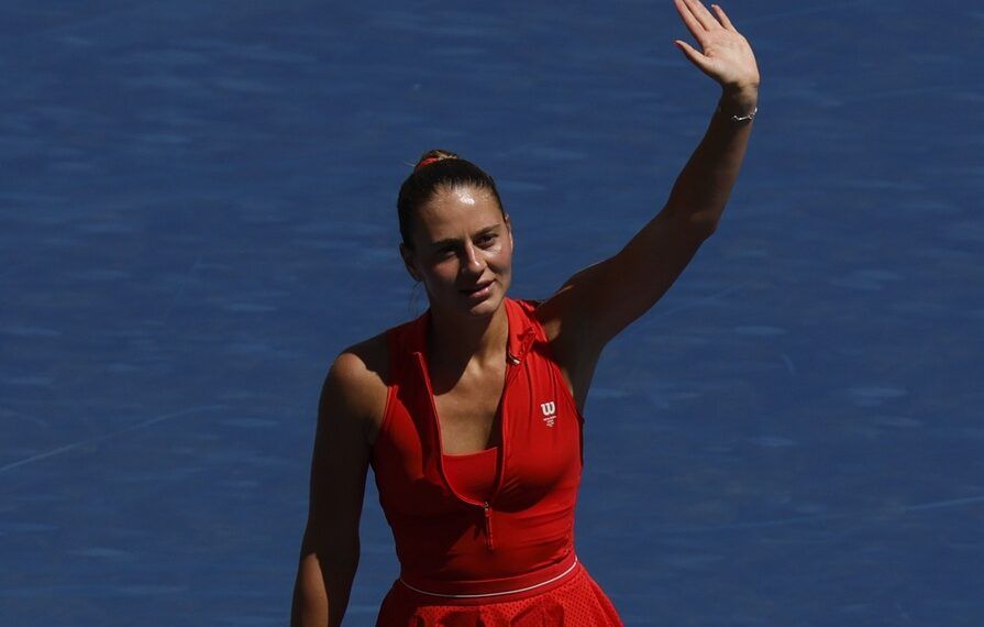 Marta Kostyuk (UKR) waves to the crowd after her match against Katie Boulter (GBR) (not pictured) on day three of the 2025 US Open tennis tournament at Billie Jean King USTA National Tennis Center.