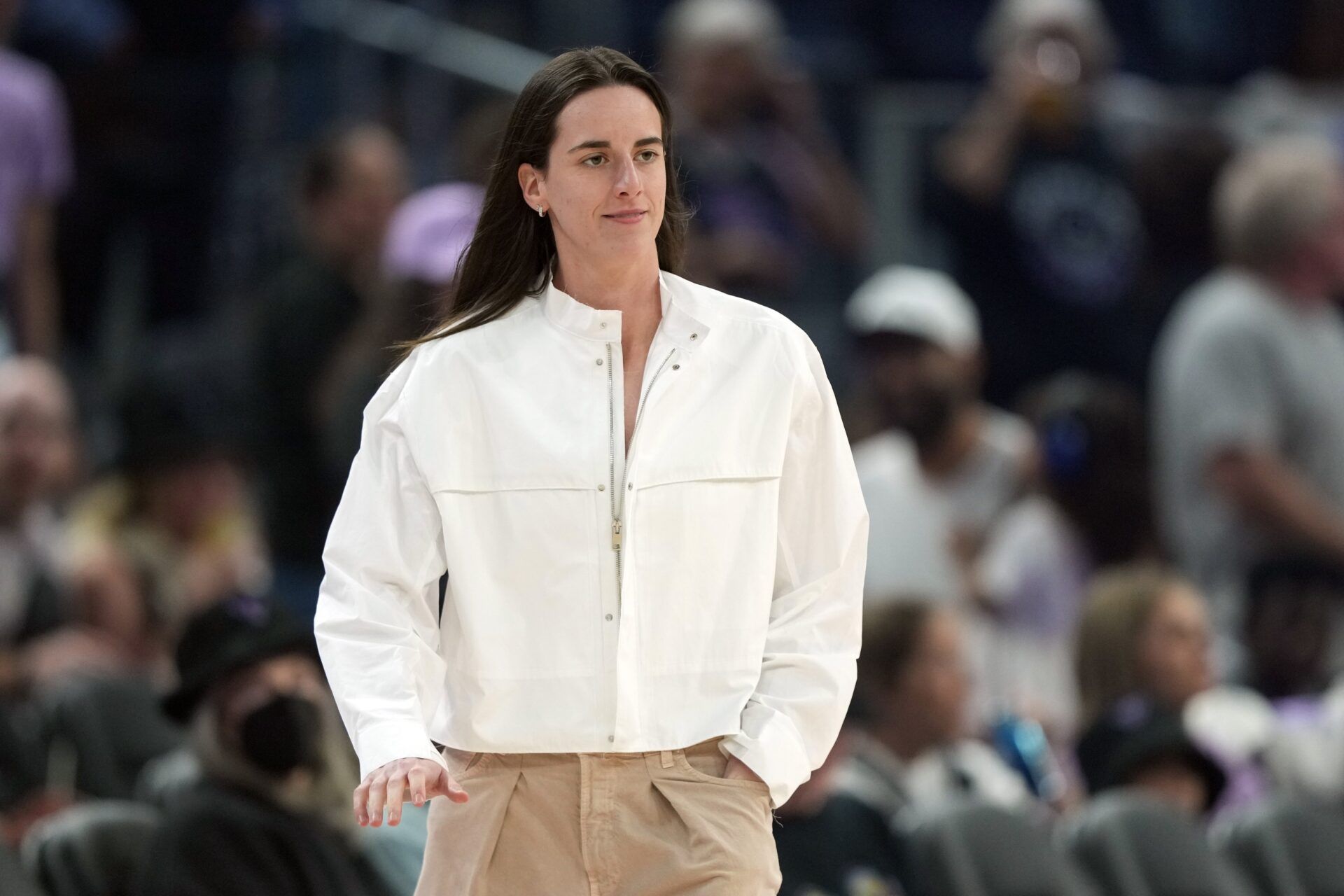 Indiana Fever guard Caitlin Clark (22) before the game against the Golden State Valkyries at Chase Center.