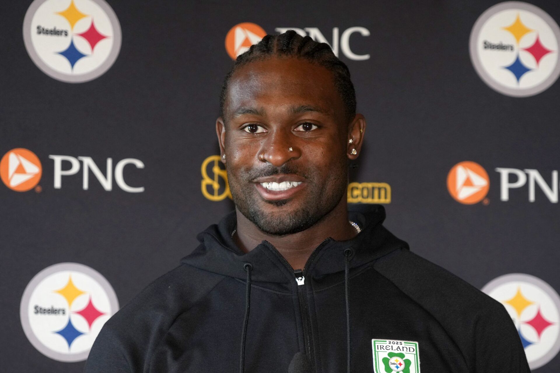 Pittsburgh Steelers wide receiver Dk Metcalf at press conference at Carton House.