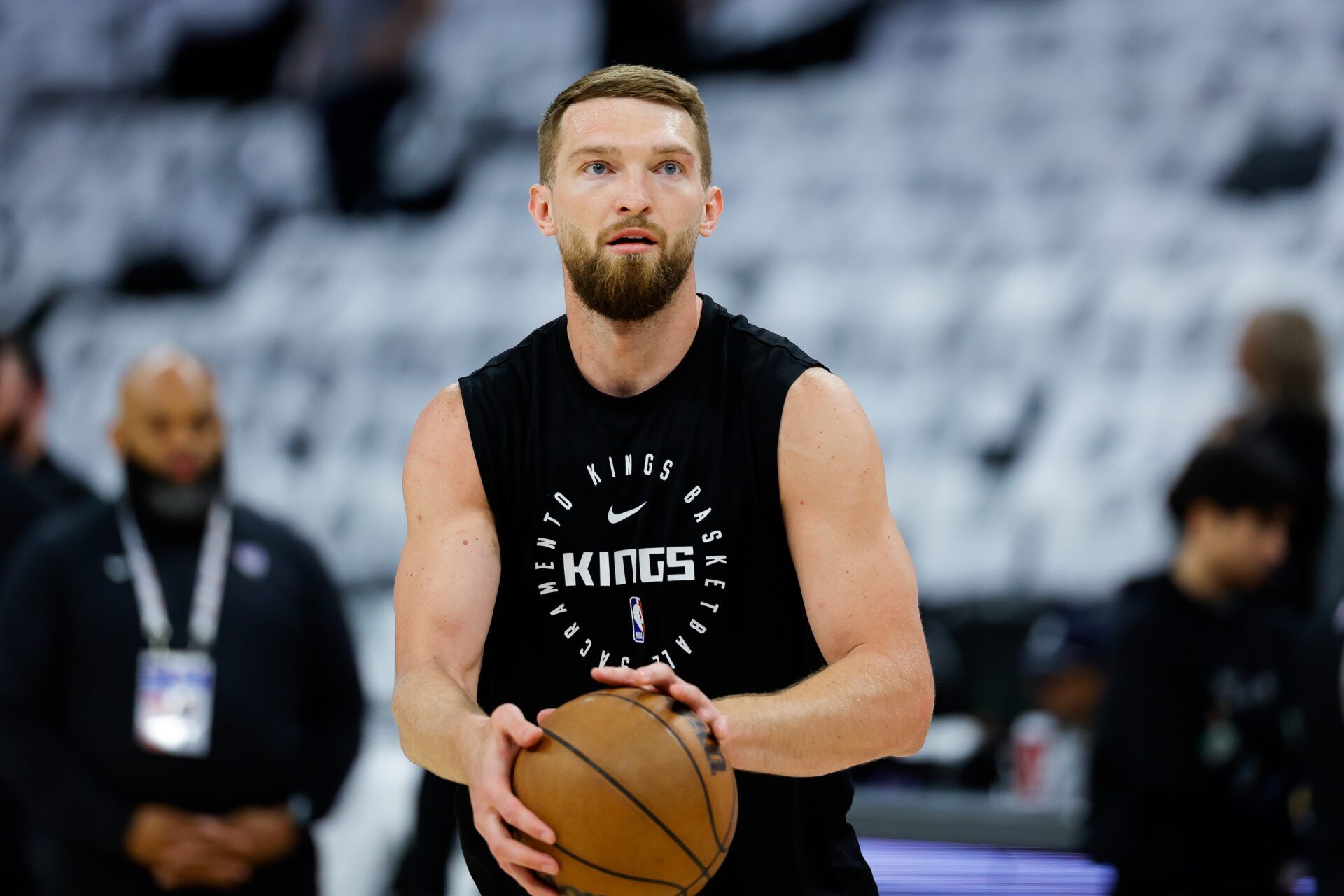 Sacramento Kings forward Domantas Sabonis (11) warms up before the game against the Dallas Mavericks at Golden 1 Center.