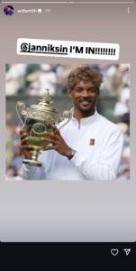 Smith's Instagram story with Sinner's photoshopped image