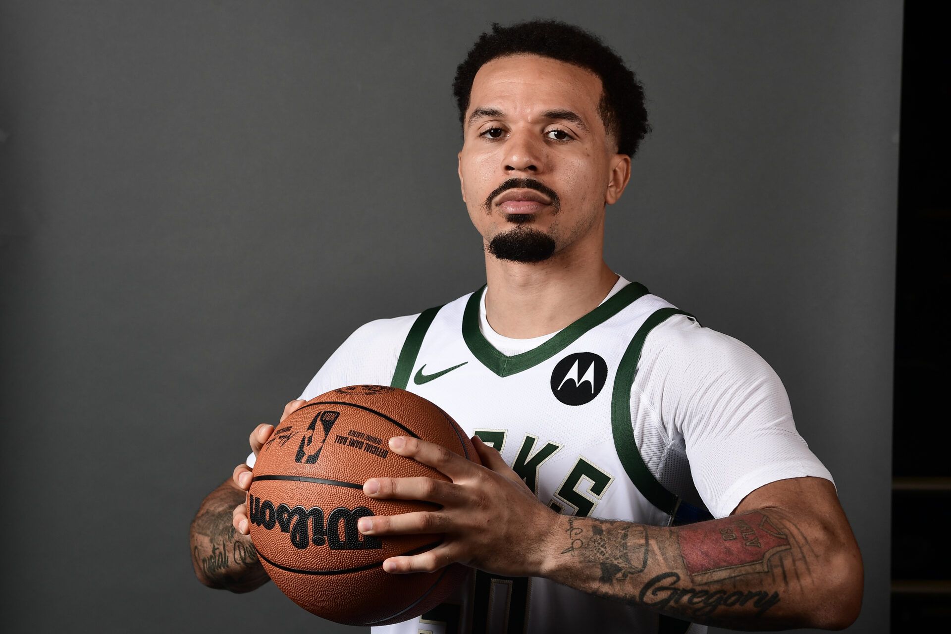 Milwaukee Bucks guard Cole Anthony (50) poses for a picture during Milwaukee Bucks Media Day at the Fiserv Forum.