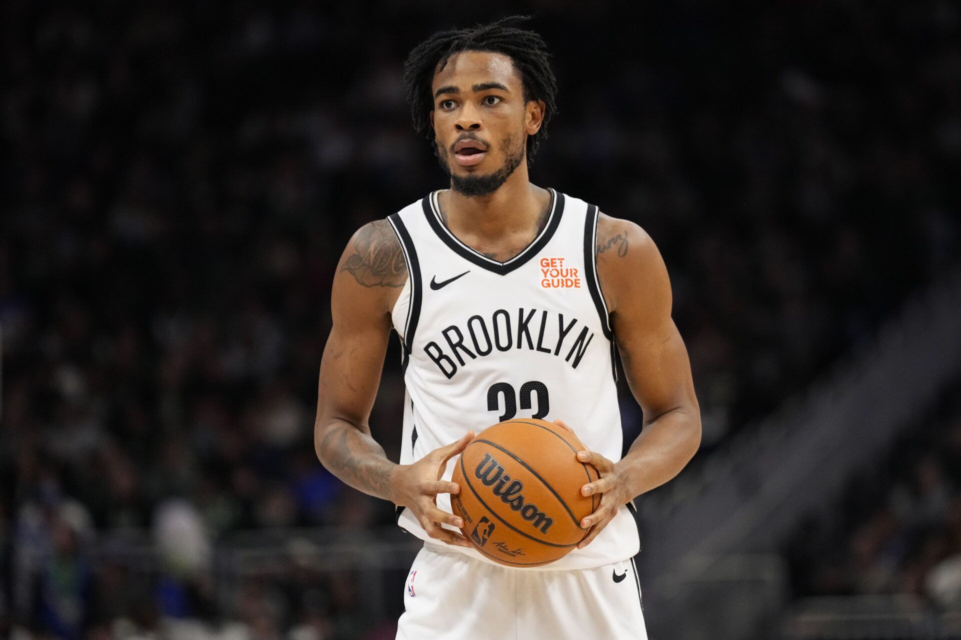 Brooklyn Nets center Nicolas Claxton (33) during the game against the Milwaukee Bucks at Fiserv Forum.
