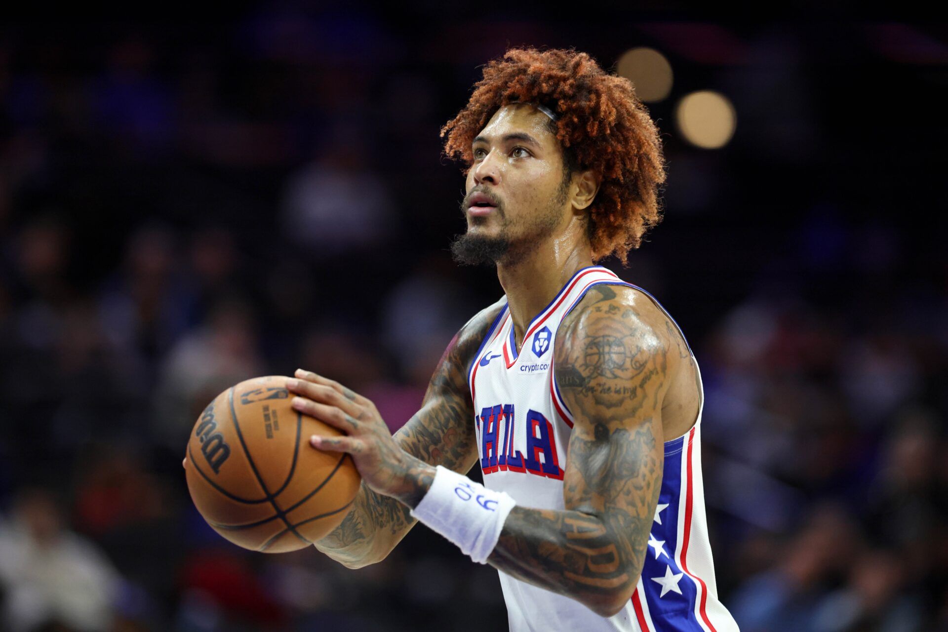 Philadelphia 76ers forward/guard Kelly Oubre Jr. (9) shots a free throw against the Orlando Magic during the second quarter at Xfinity Mobile Arena.
