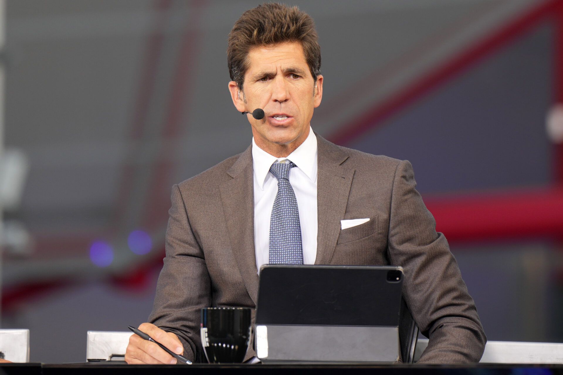 Bob Myers on the ESPN NBA Countdown live set at Intuit Dome.