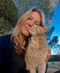 Steffi Graf with her cat Sweetie