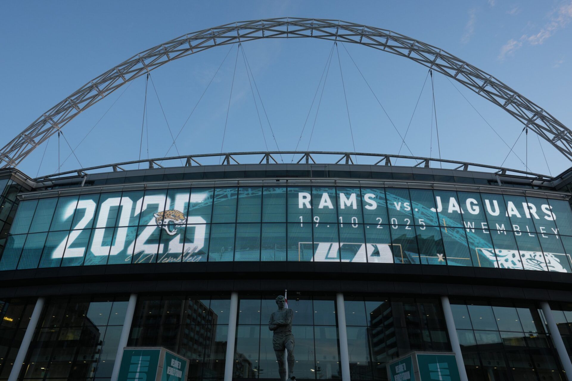 A general  overall view of Wembley Stadium, the site of the 2025 NFL London Game between the Los Angeles Rams and the Jacksonville Jaguars.