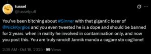 Screengrab of tweets on X