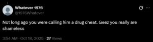 Screengrab of tweets on X
