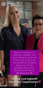 Screenshot of Vonn's Instagram stories