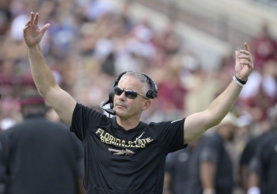Florida State Seminoles head coach Mike Norvell during the second half against the Pittsburgh Panthers at Doak S. Campbell Stadium.