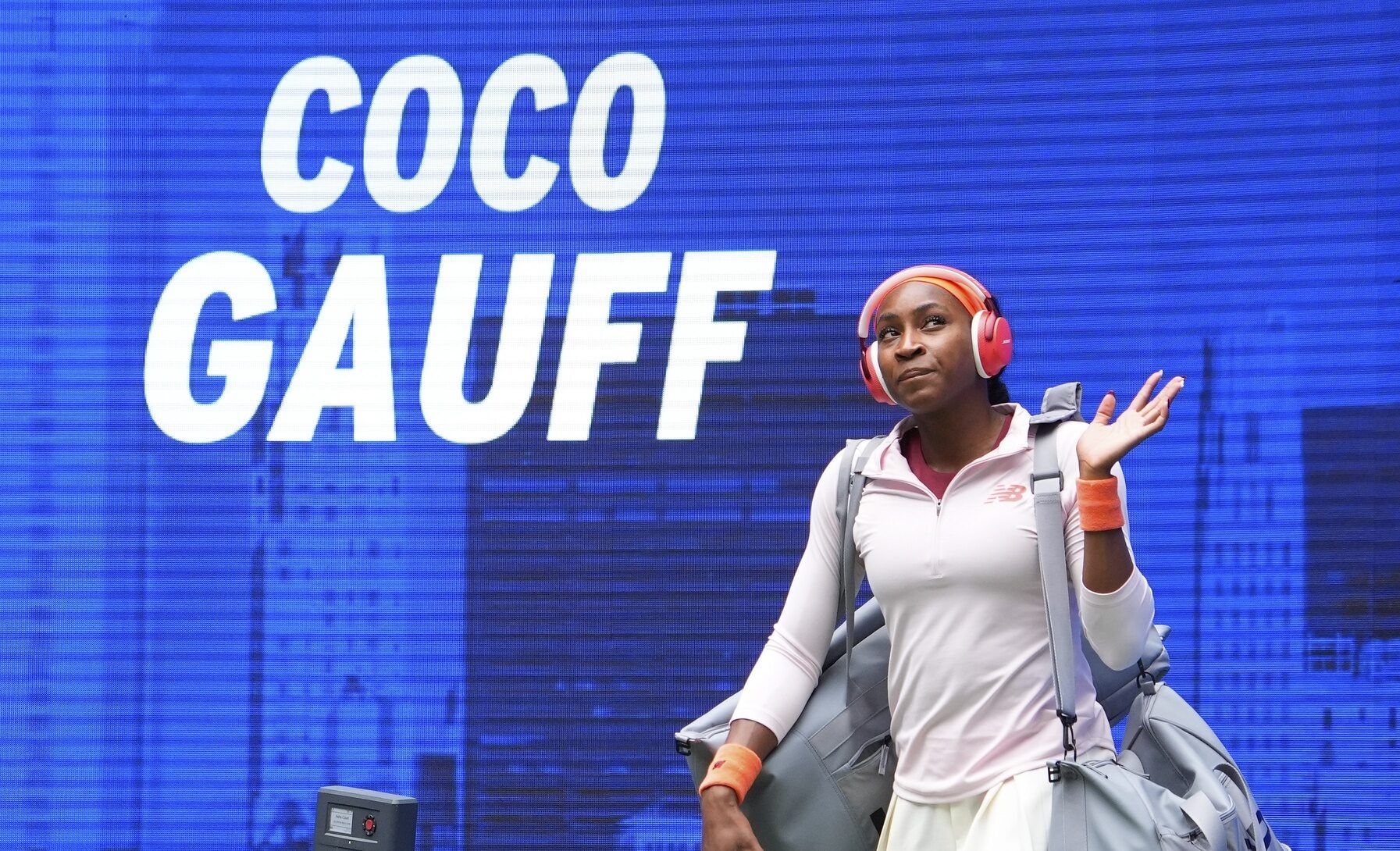Flushing, NY, USA;  
Coco Gauff (USA) enters to play Naomi Osaka (JPN) (not pictured) on day nine of the 2025 U.S. Open tennis tournament at the USTA Billie Jean King National Tennis Center.