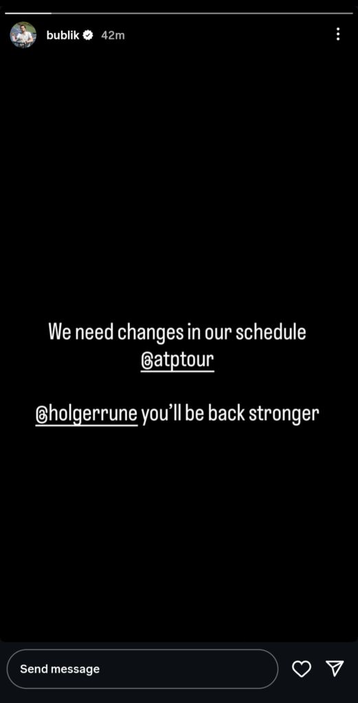 Alexander Bublik on Holger Rune Achilles Injury Instagram