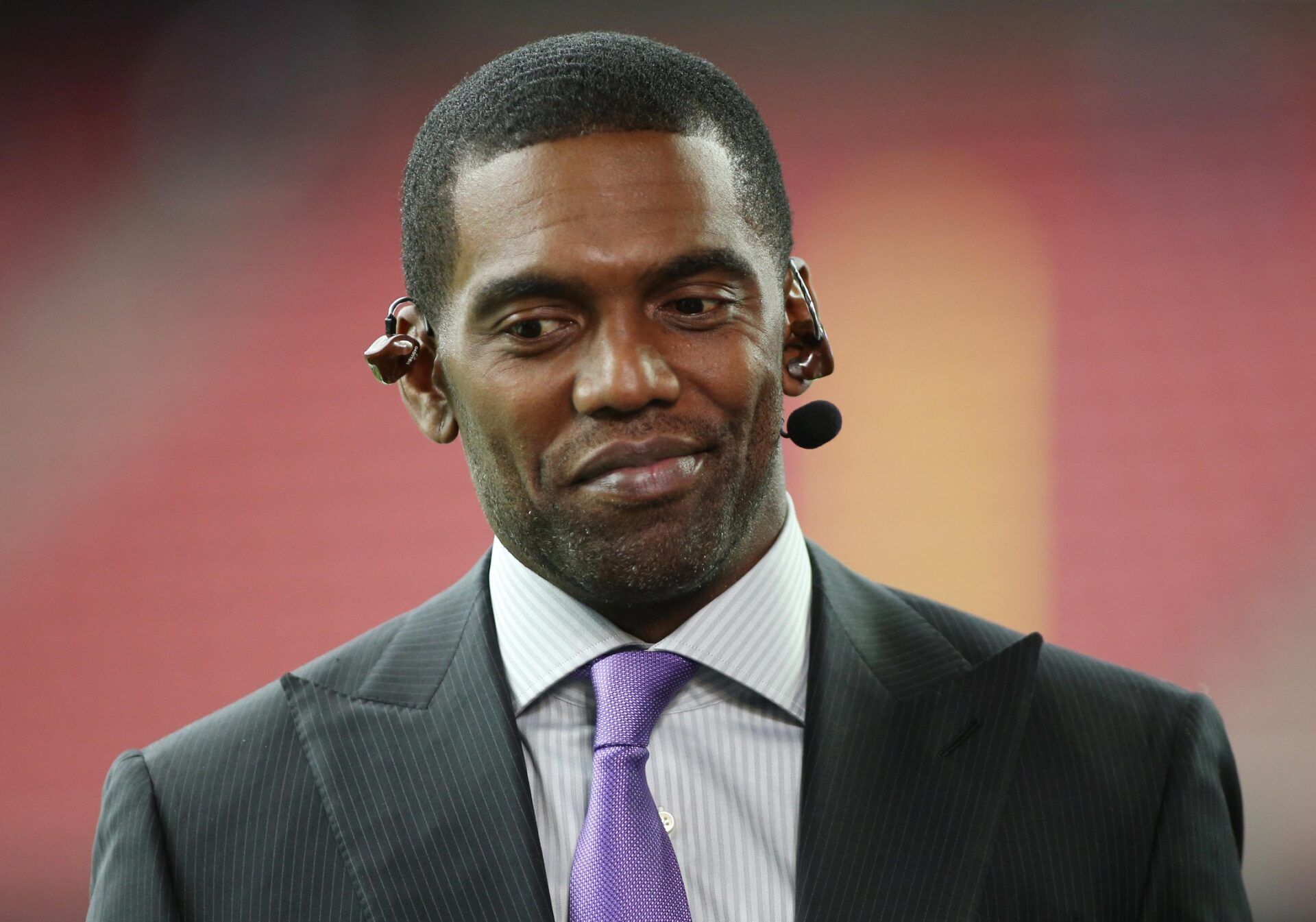 Randy Moss in attendance before a AFC Wild Card playoff football game between the Indianapolis Colts and Houston Texans at NRG Stadium.