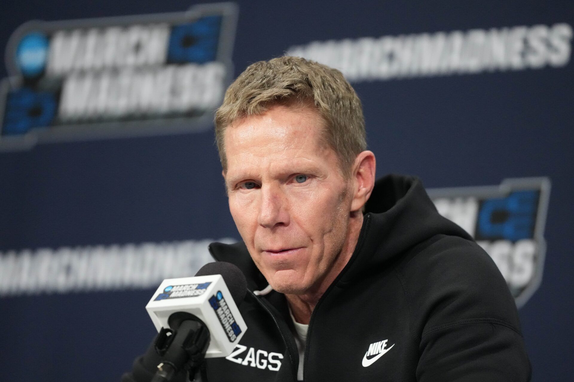 Gonzaga Bulldogs coach Mark Few during press conference at Intrust Bank Arena.