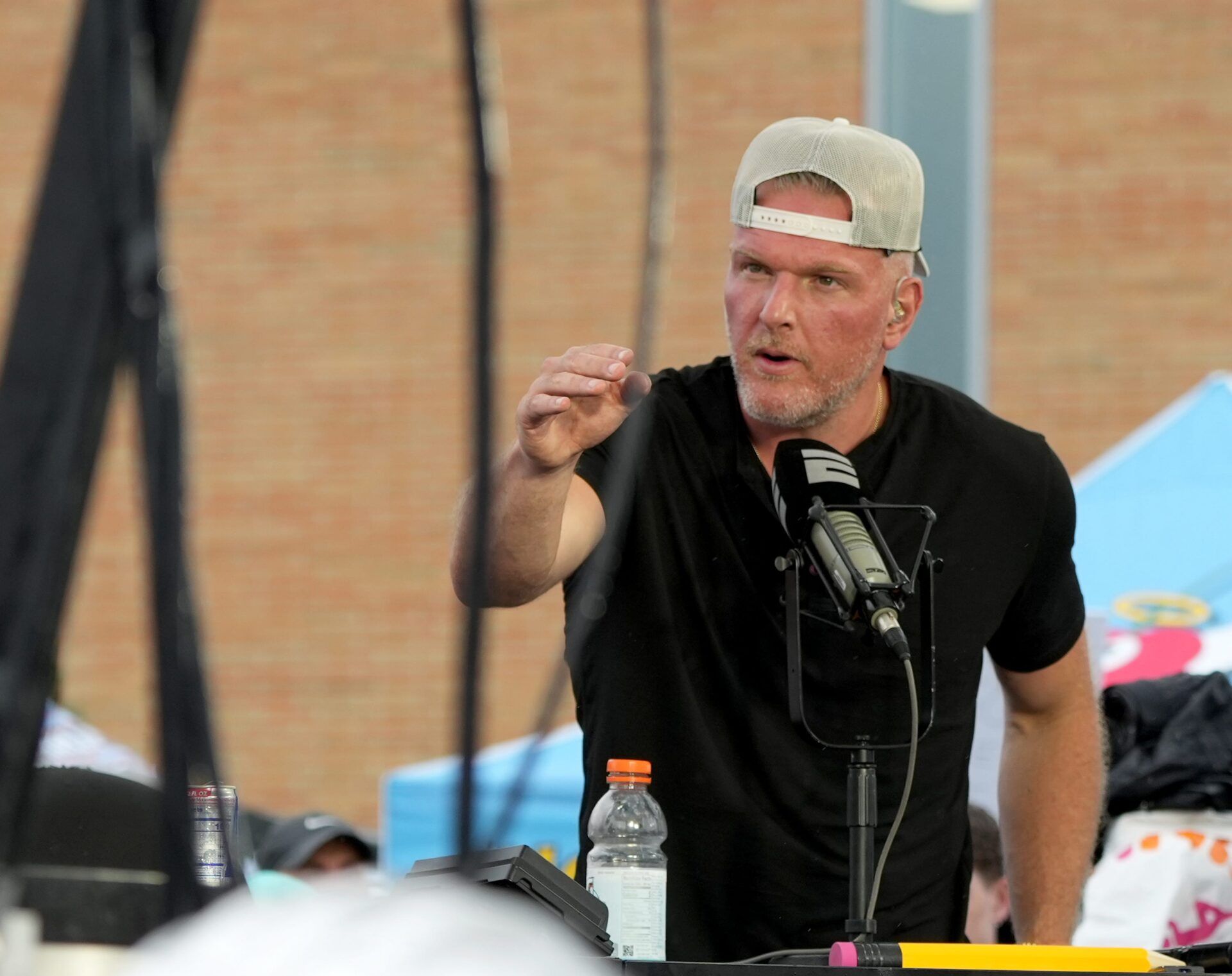 Pat McAfee helps to kick off the Pro Football Hall of Fame Festival Fan Fest with a live broadcast outside the Pro Football Hall of Fame. July 31, 2025.