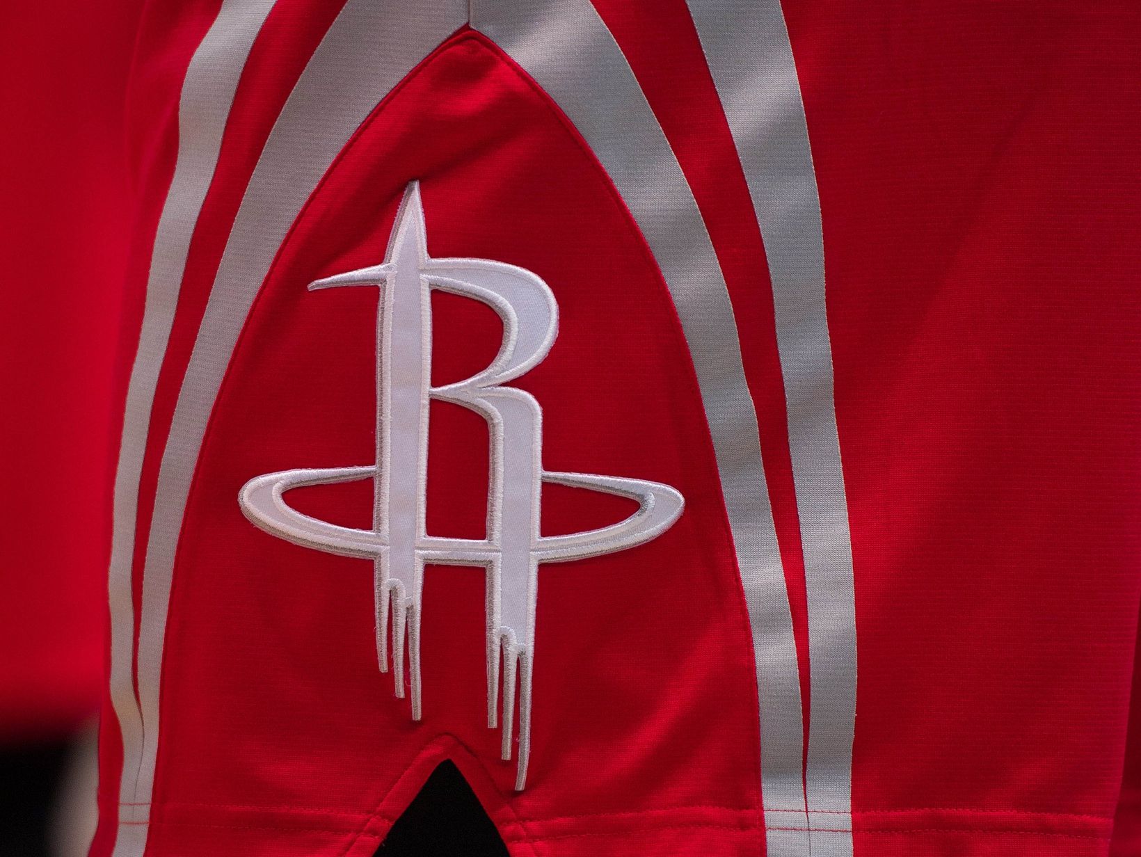 A view of the Houston Rockets logo during the game between the Dallas Mavericks and the Houston Rockets at the American Airlines Center. The Rockets defeated the Mavericks 108-101.