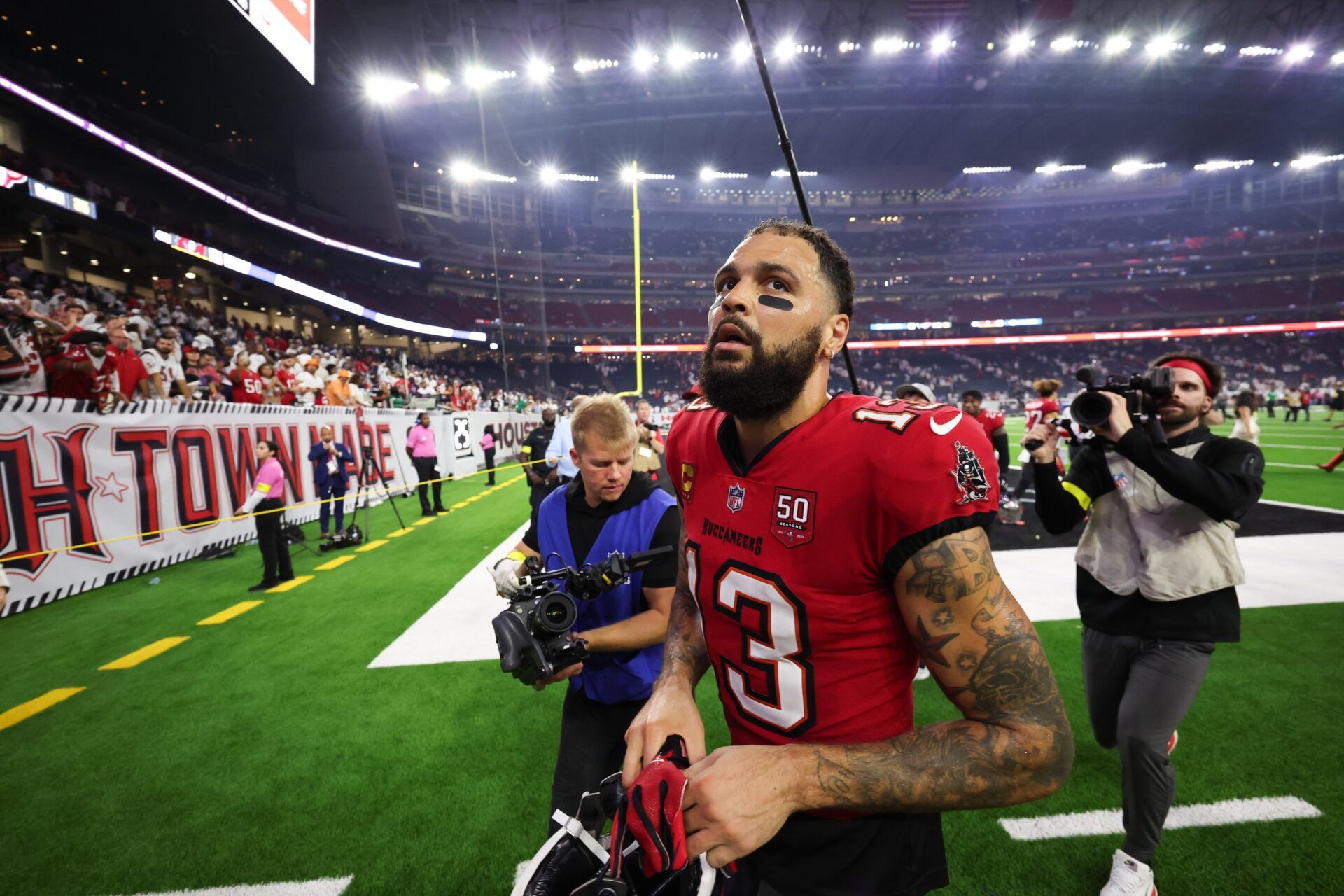 Tampa Bay Buccaneers wide receiver Mike Evans (13) looks on after the game against the Houston Texans at NRG Stadium.