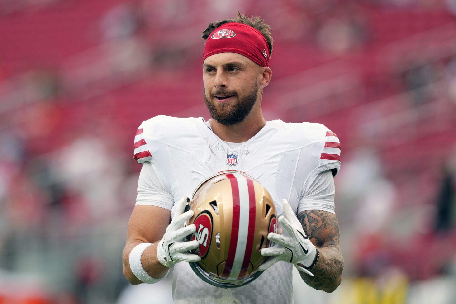 San Francisco 49ers wide receiver Ricky Pearsall (1) before the game against the Jacksonville Jaguars at Levi's Stadium.