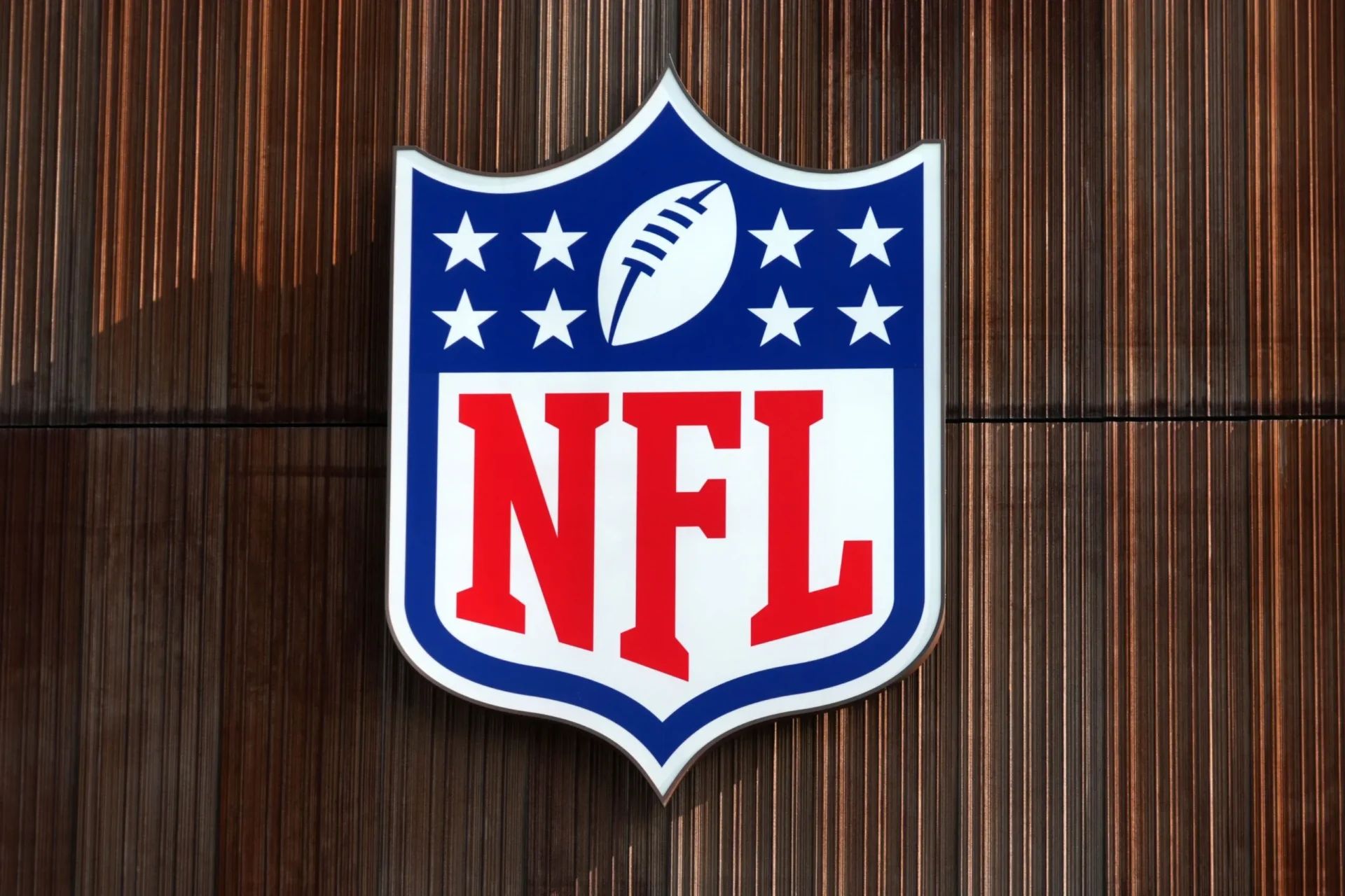 The NFL shield logo at Tottenham Hotspur Stadium.
