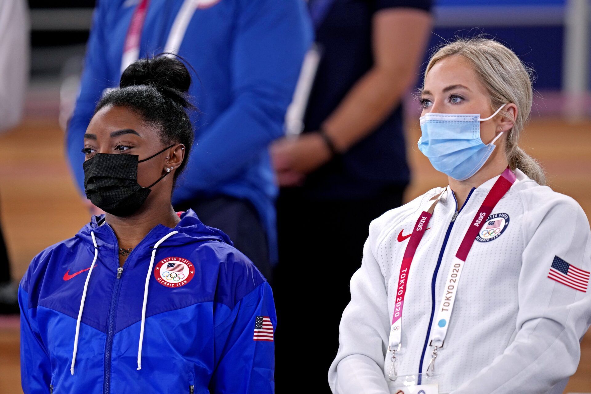 Mykayla Skinner and Simone Biles during the Tokyo 2020 Olympic Summer Games