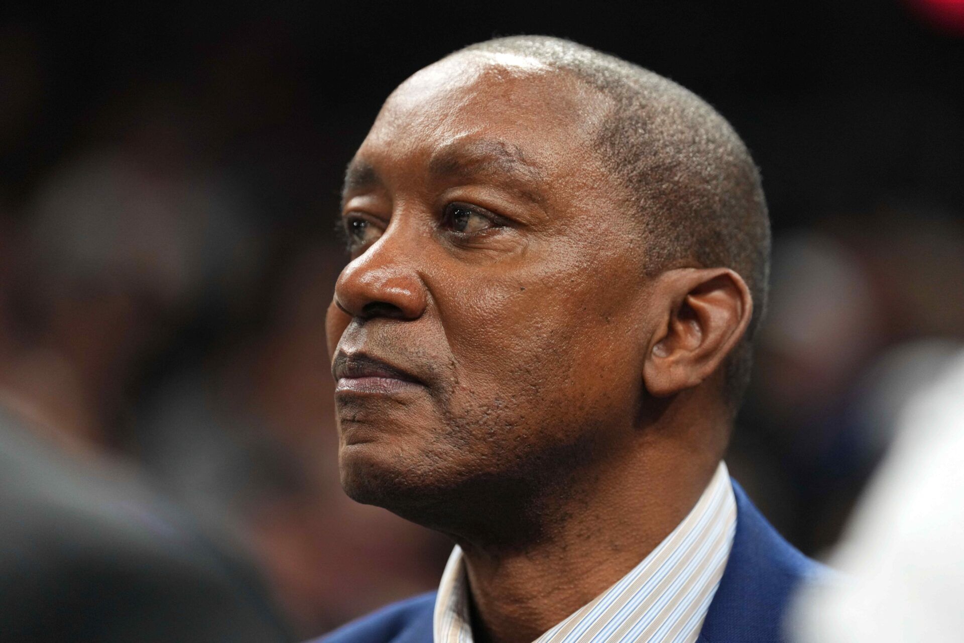 Basketball Hall of Fame player Isiah Thomas looks on during the second half of the game between the Phoenix Suns and the Cleveland Cavaliers at Footprint Center.
