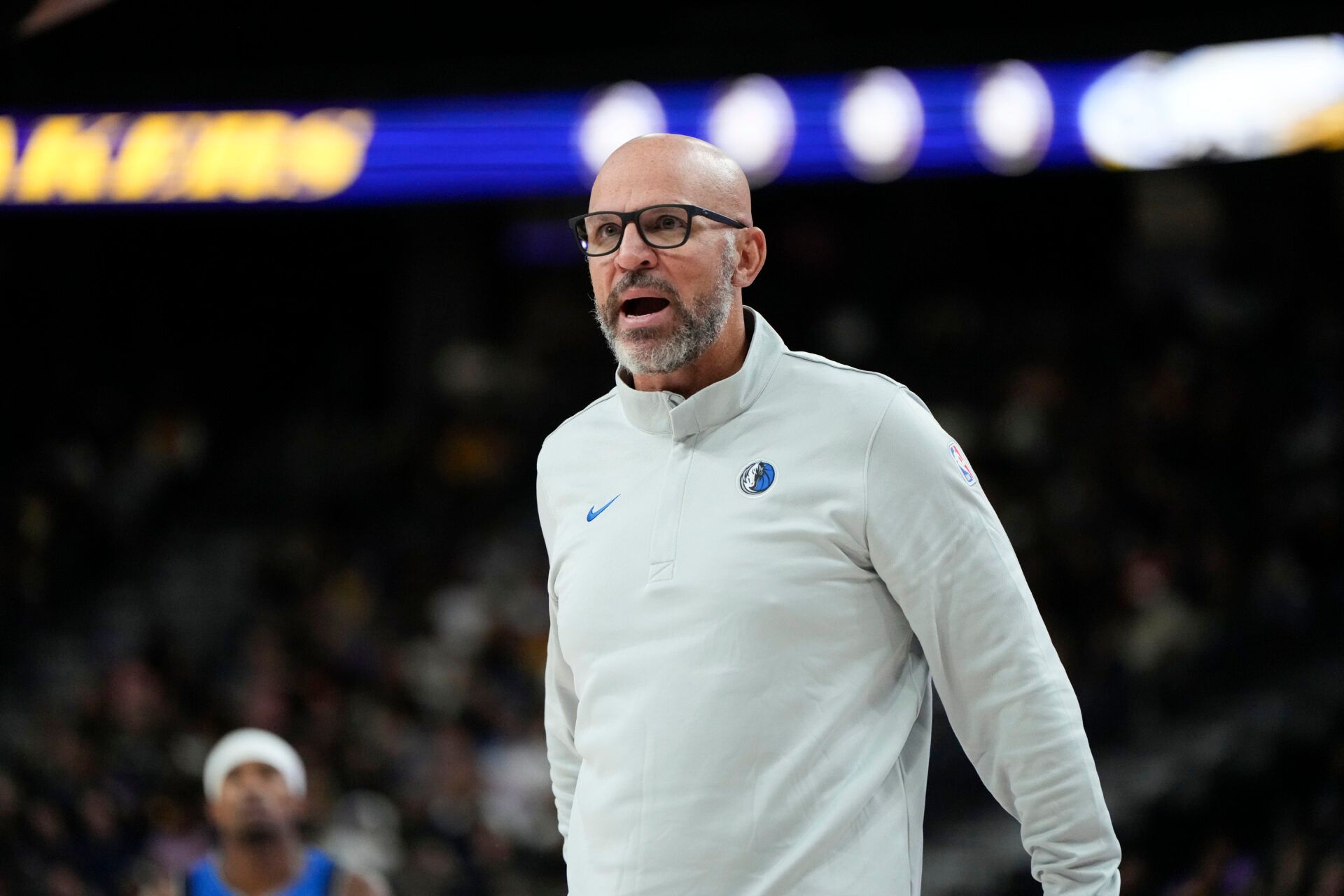 Dallas Mavericks head coach Jason Kidd during the second half against the Los Angeles Lakers at T-Mobile Arena.