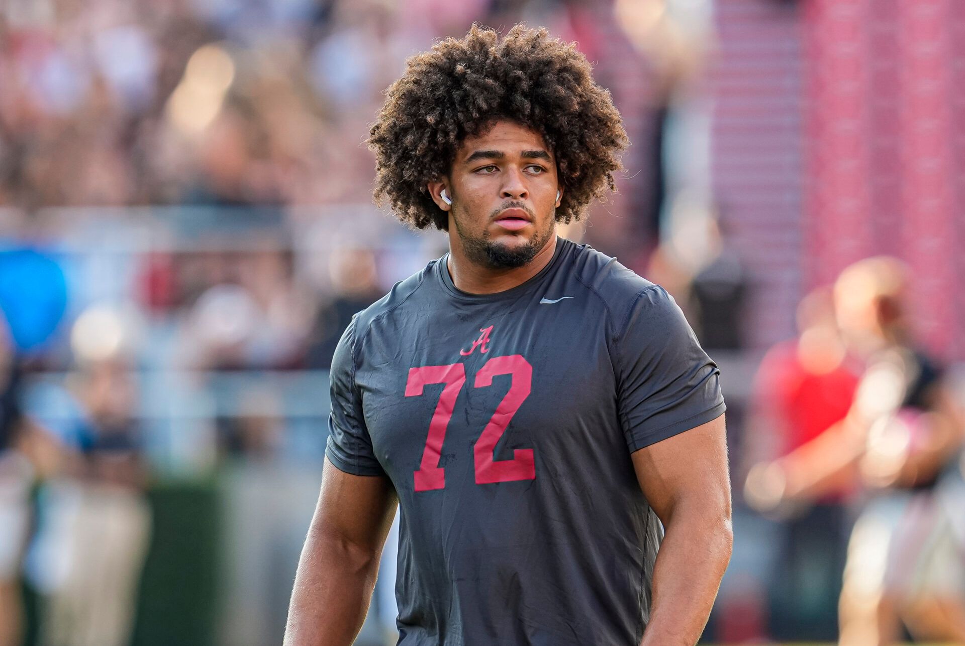 Alabama Crimson Tide offensive lineman Parker Brailsford (72) on the field before the game against the Georgia Bulldogs at Sanford Stadium.