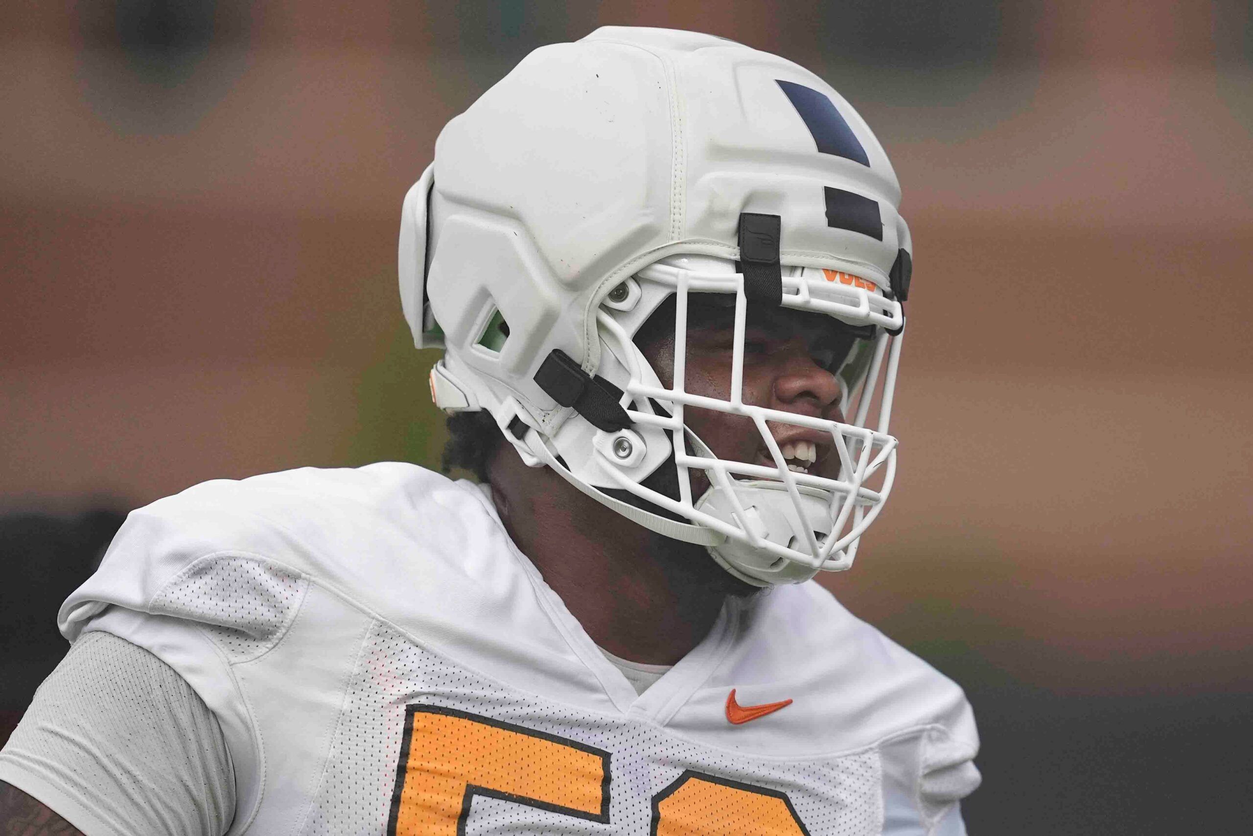 Tennessee offensive lineman Lance Heard (53) during Tennessee football preseason practice, in Knoxville, Tennessee, July 31, 2025.
