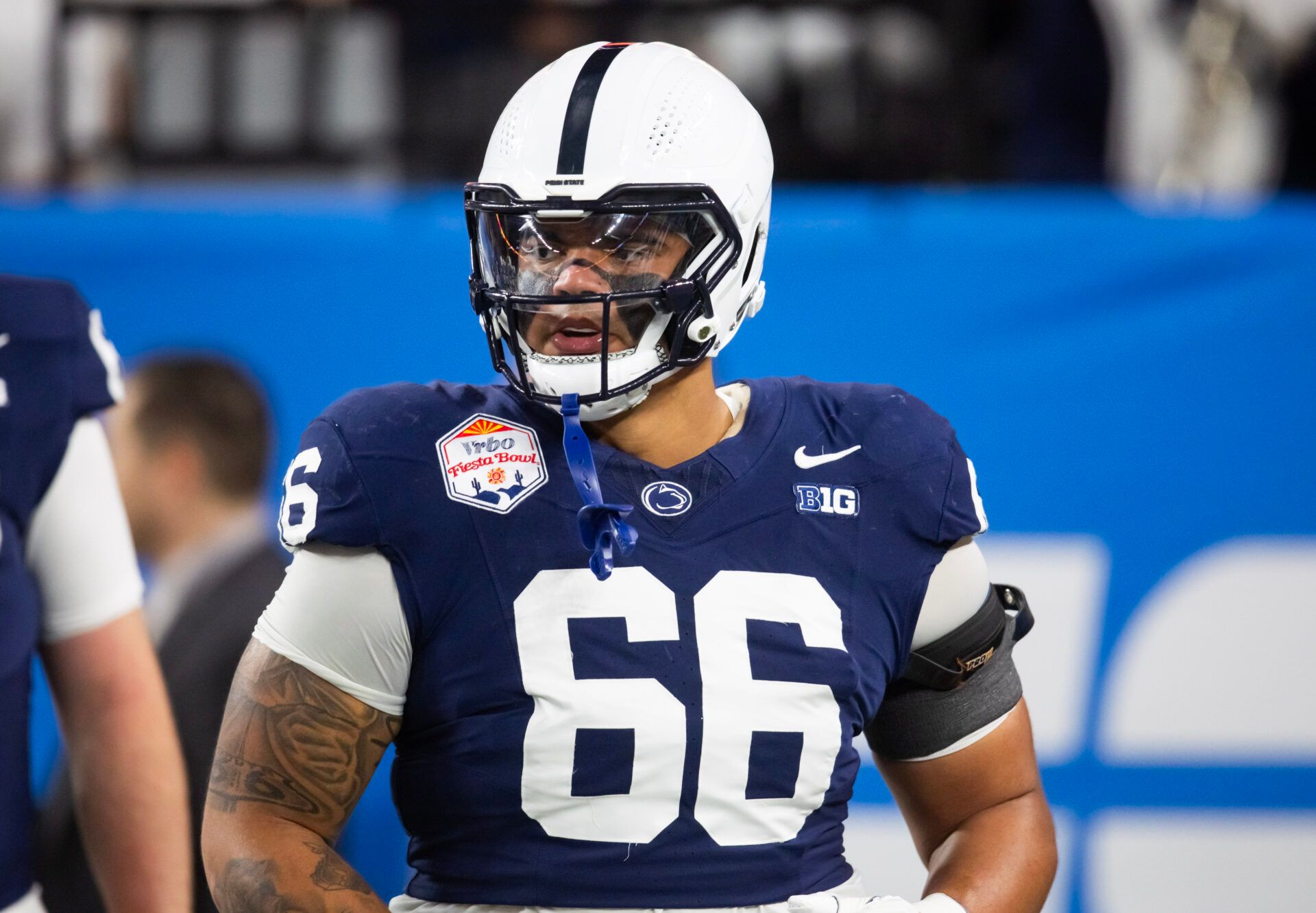 Penn State Nittany Lions offensive lineman Drew Shelton (66) against the Boise State Broncos during the Fiesta Bowl at State Farm Stadium.