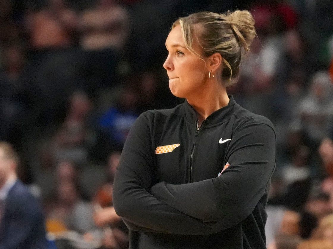 Tennessee head coach Kim Caldwell in the final minutes of the loss to Texas in the Sweet 16 of the NCAA college basketball tournament on Saturday, March 29, 2025, in Birmingham, AL.