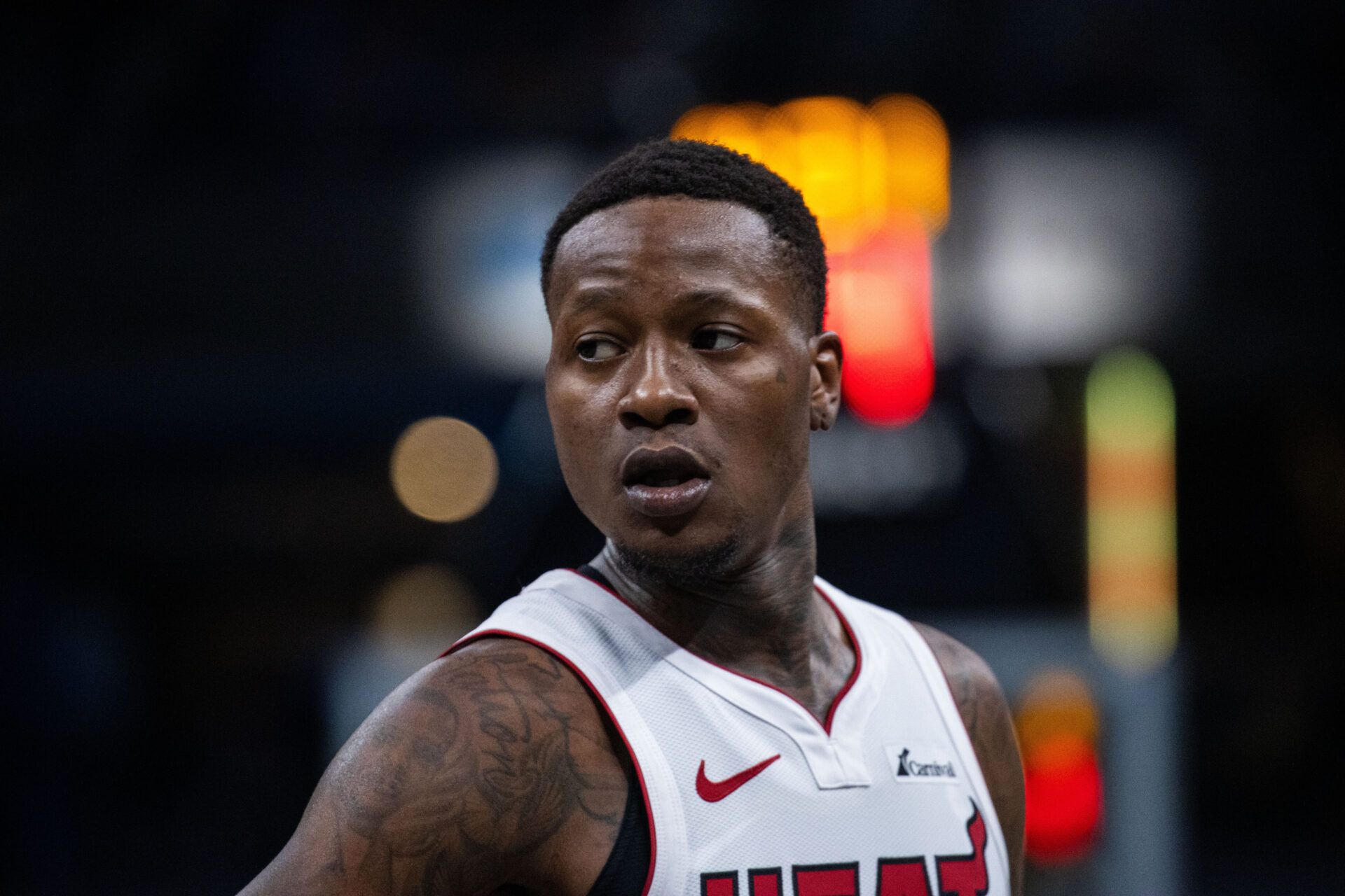Miami Heat guard Terry Rozier (2) in the first half against the Indiana Pacers at Gainbridge Fieldhouse.