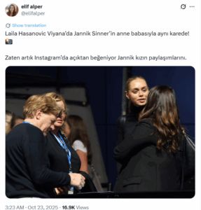 Jannik Sinner's rumored girlfriend was spotted with his parents in Vienna.