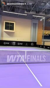 Anisimova's Instagram story from the practice court