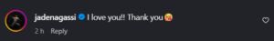Andre Agassi and Steffi Graf’s son Jaden's comment on Instagram