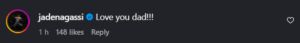 Andre Agassi and Steffi Graf’s son Jaden's comment on Instagram
