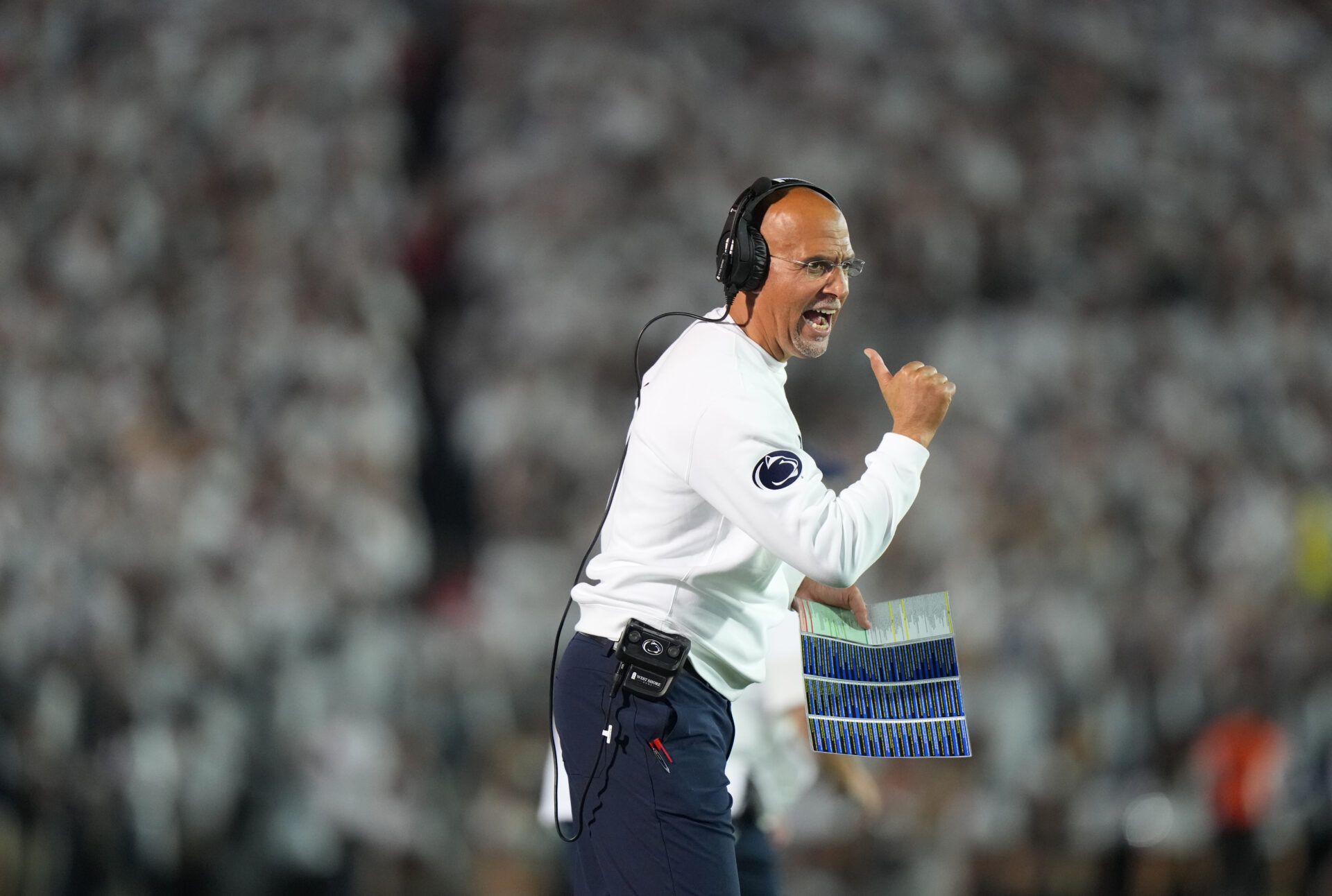 Penn State Nittany Lions head coach James Franklin reacts during the fourth quarter against the Oregon Ducks at Beaver Stadium.