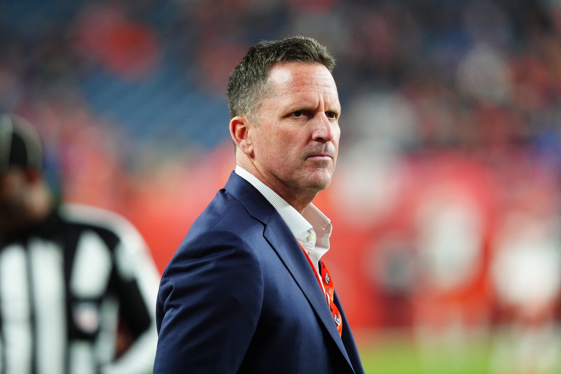 Denver Broncos general manager George Paton before the game against the Cleveland Browns at Empower Field at Mile High.