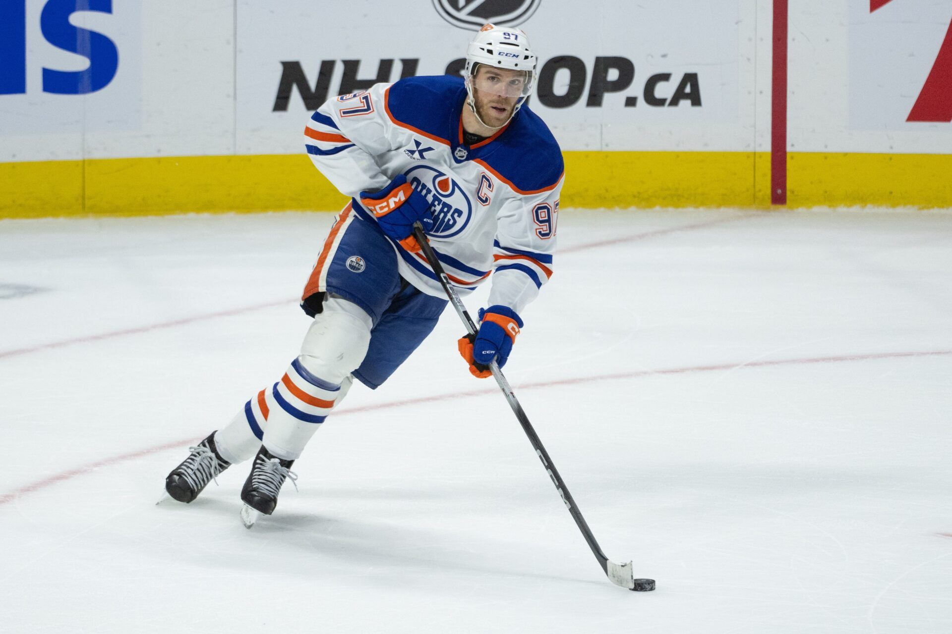 Edmonton Oilers center Connor McDavid (97) skates with the puck in the third period against the Ottawa Senators at the Canadian Tire Centre.