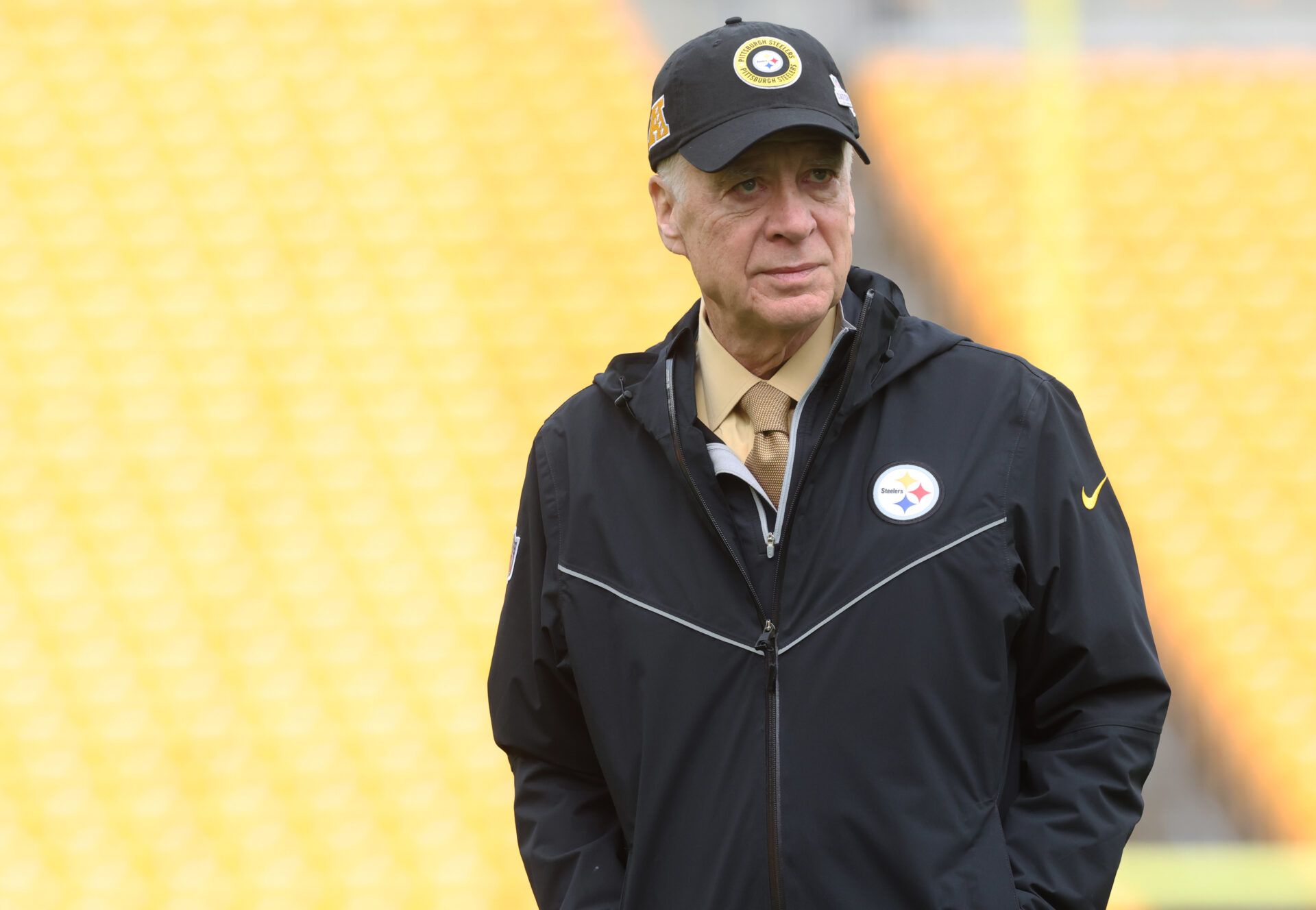 Pittsburgh Steelers owner Art Rooney II walks the field before the Steelers host the Cleveland Browns at Acrisure Stadium.