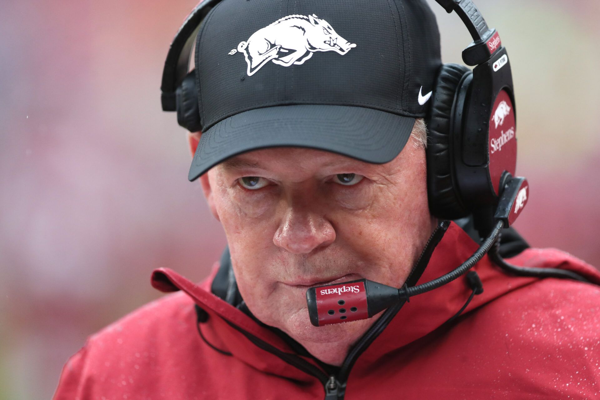 Arkansas Razorbacks interim head coach Bobby Petrino during the third quarter against the Auburn Tigers at Donald W. Reynolds Razorback Stadium.