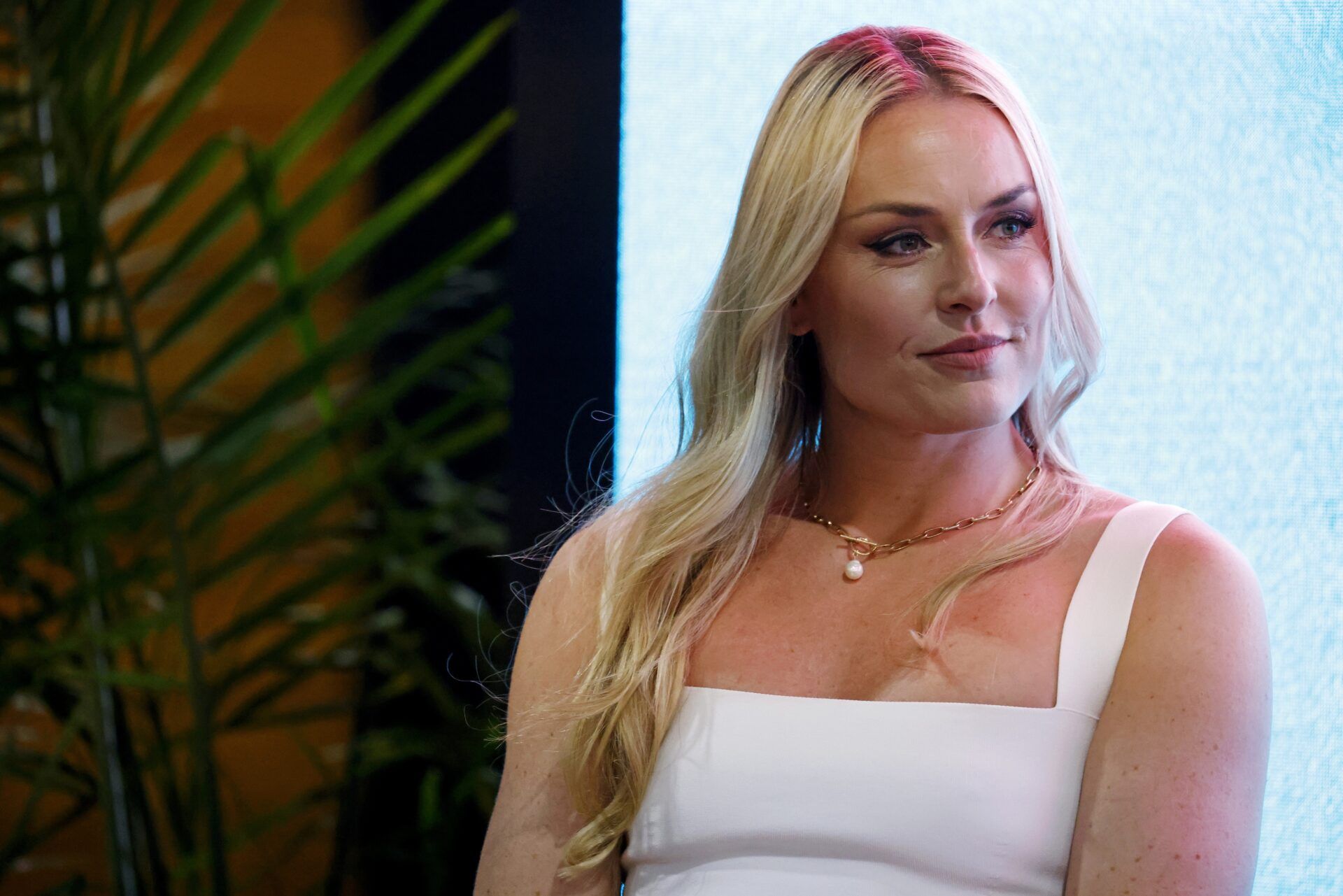 USA skier Lindsey Vonn ahead of the F1 Miami Grand Prix at Miami International Autodrome.