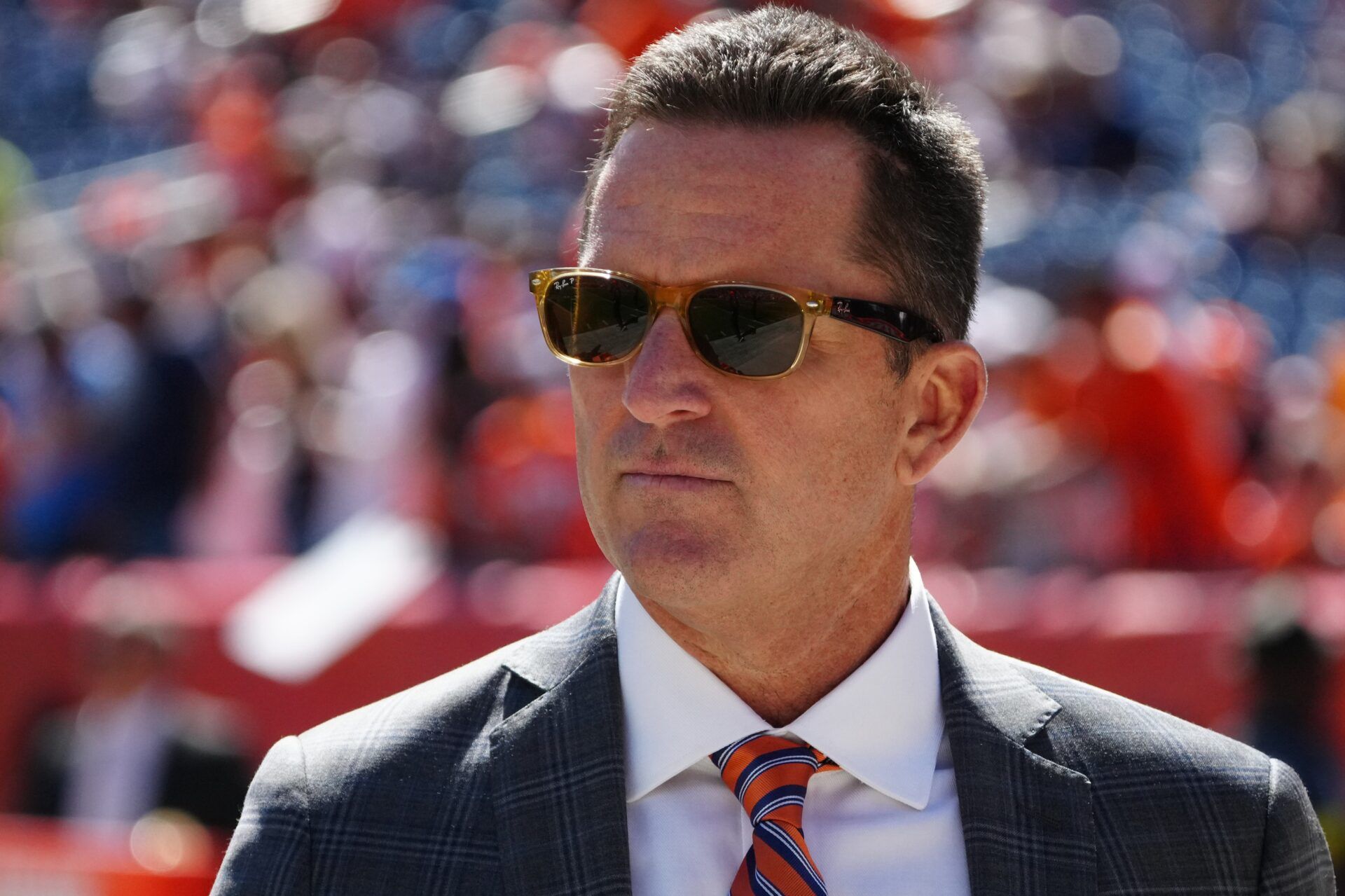 Denver Broncos general manager George Paton before the game against the Houston Texans at Empower Field at Mile High.