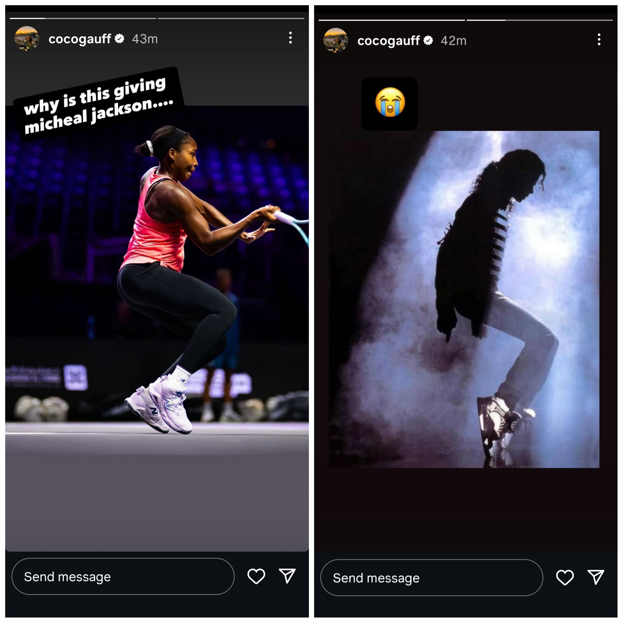 Screen grab of Coco Gauff's Instagram stories