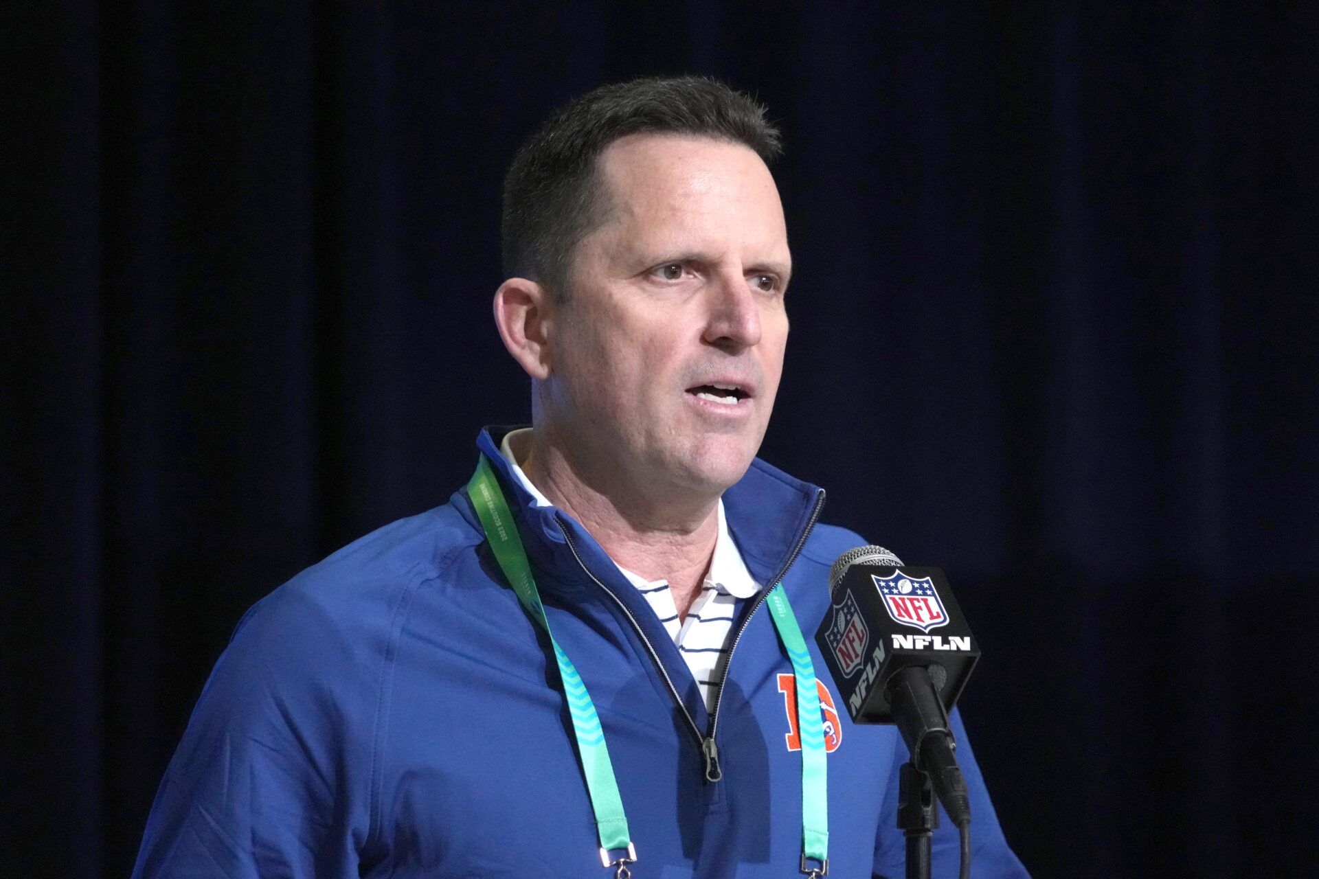 Denver Broncos general manager George Paton during the NFL combine at the Indiana Convention Center.