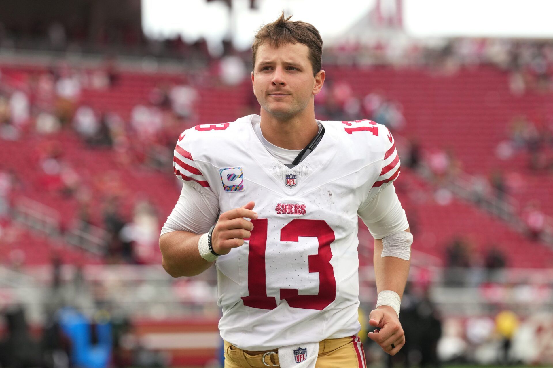 San Francisco 49ers quarterback Brock Purdy (13) after the game against the Jacksonville Jaguars at Levi's Stadium.