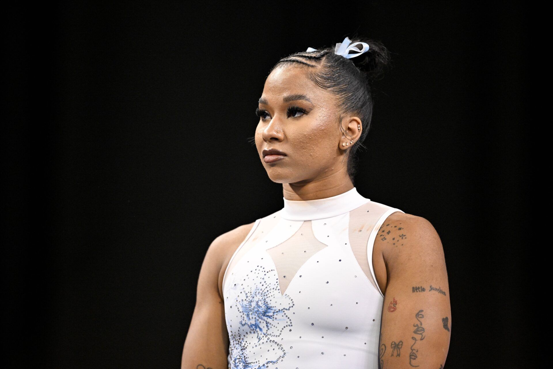 UCLA Bruins gymnast Jordan Chiles looks on before the 2025 Women's National Gymnastics Championship at Dickies Arena.