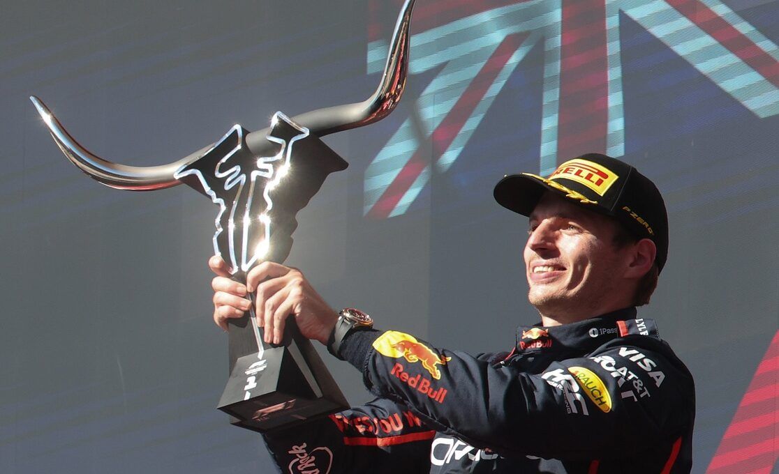 Austin, TX, USA;  Oracle Red Bull Racing driver Max Verstappen (1) of Team Netherlands, winner celebrates at Circuit of The Americas Austin.