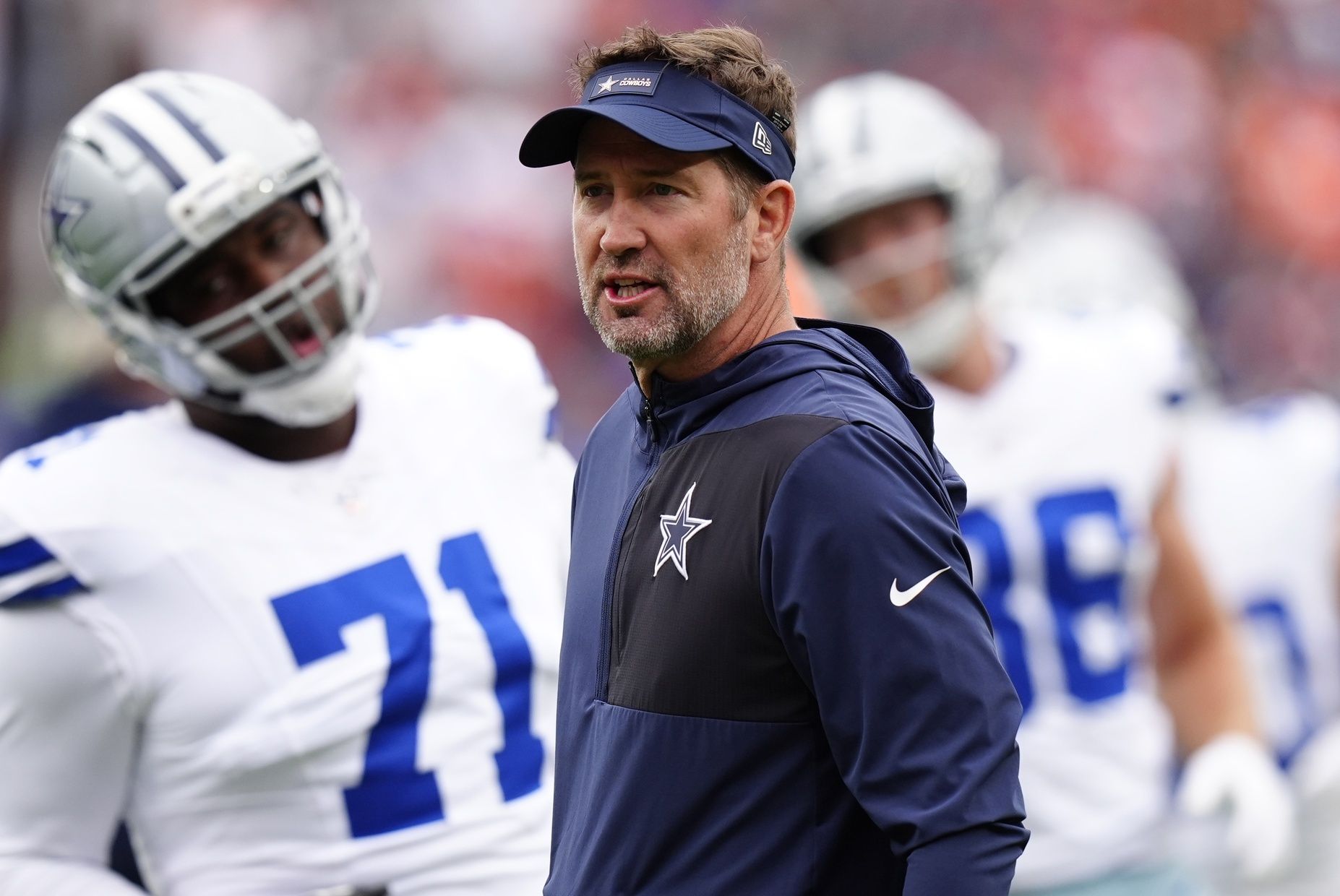 Dallas Cowboys head coach Brian Schottenheimer looks on before the game against the Denver Broncos at Empower Field at Mile High.
